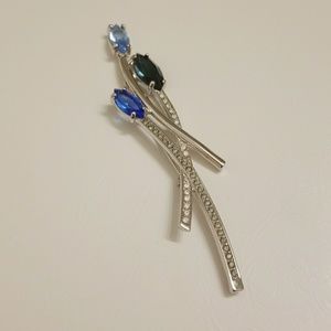Swarovski Crystal Brooch Pin Blue Teal